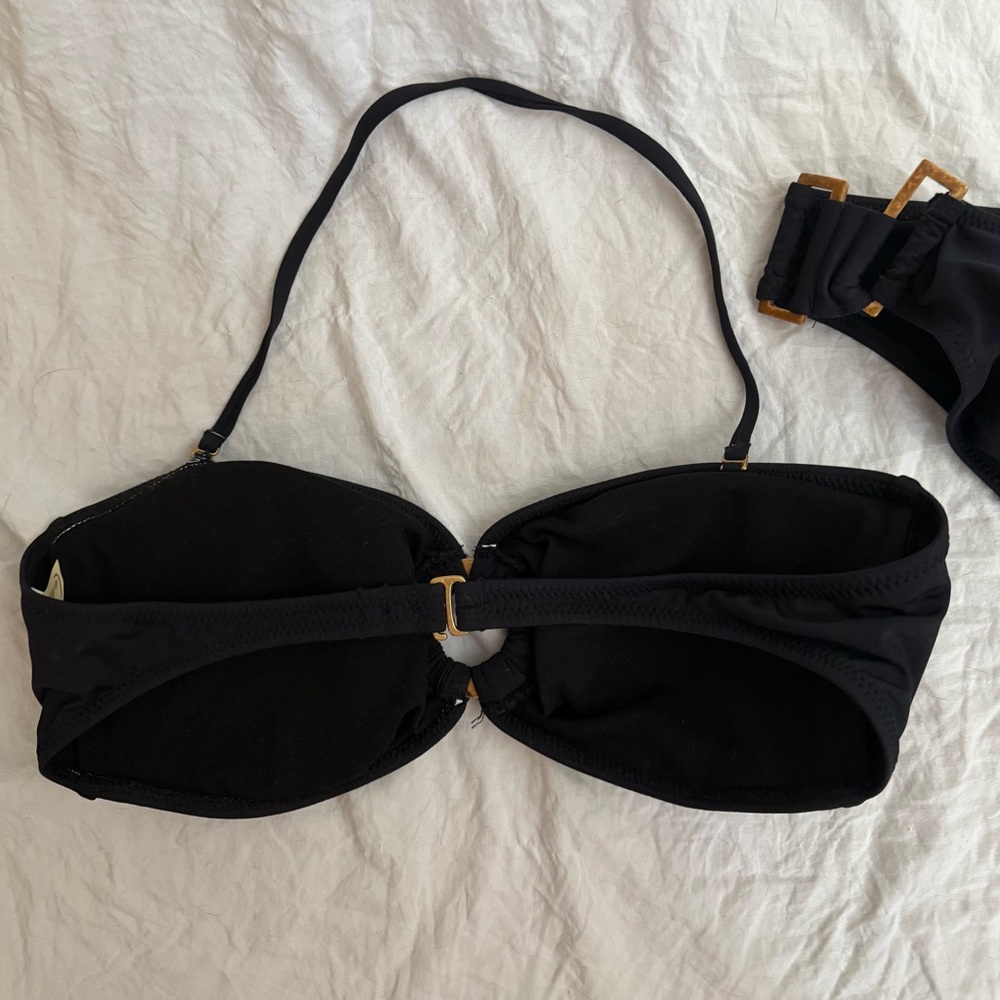 Leilani black 2 piece bathing suit with wood (plastic) enhancements - Picture 6 of 11